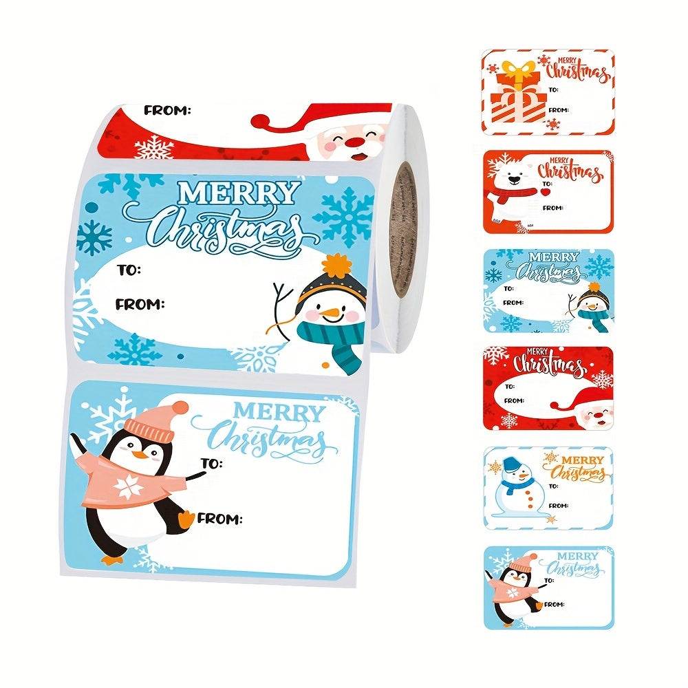 250pcs Christmas Sticker Merry Christmas Labels Roll Self adhesive Sticker Label