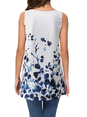 Floral Print Tank Top V Neck Casual Top Summer Spring