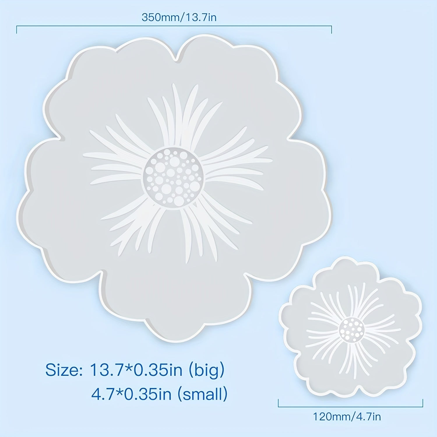 Large Resin Tray Mold & Coaster Molds for Resin Casting