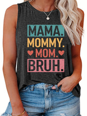 Women's Plus Size Colorful Letter Print Tank Top