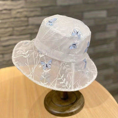 Breathable Summer Bucket Hat Butterfly Decor Fisherman Cap