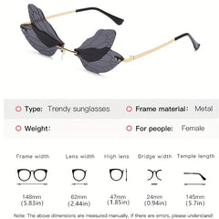 Dragonfly Wing Sunglasses Rimless Glasses Metal Temple Eyewear