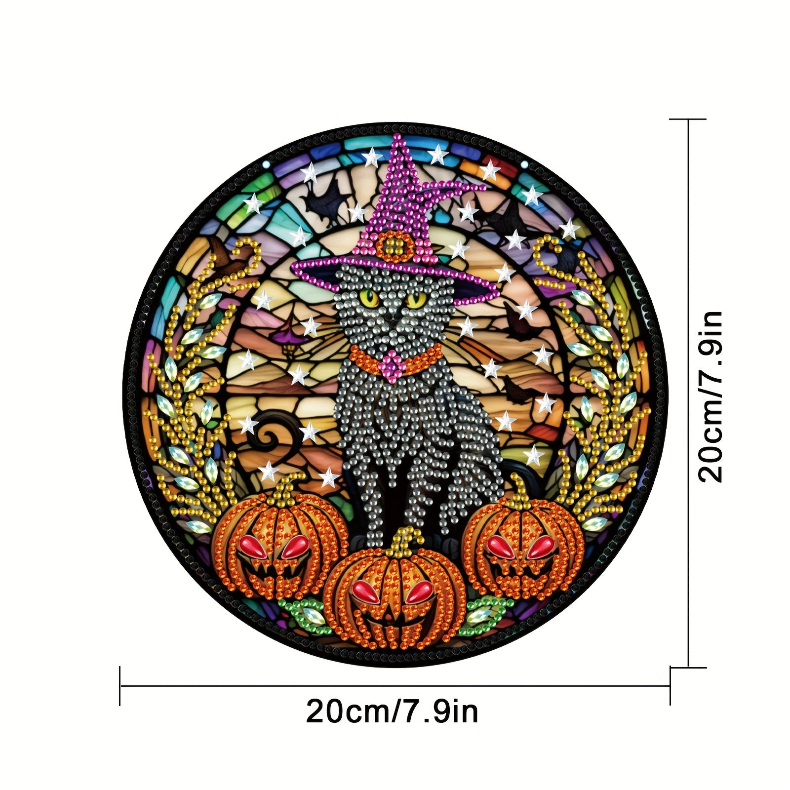 Halloween Cat Pumpkin Diamond Painting Pendant Kit