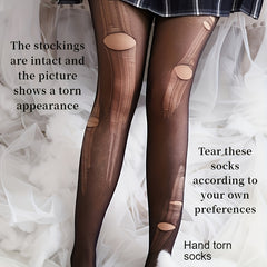 Ultra Thin High Waist Semi Sheer Footed Pantyhose Women's Stockings