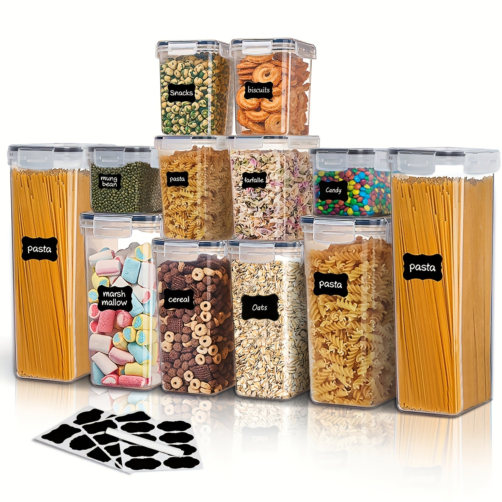 12 Pcs Airtight Pet Food Storage Containers with Labels and Marker