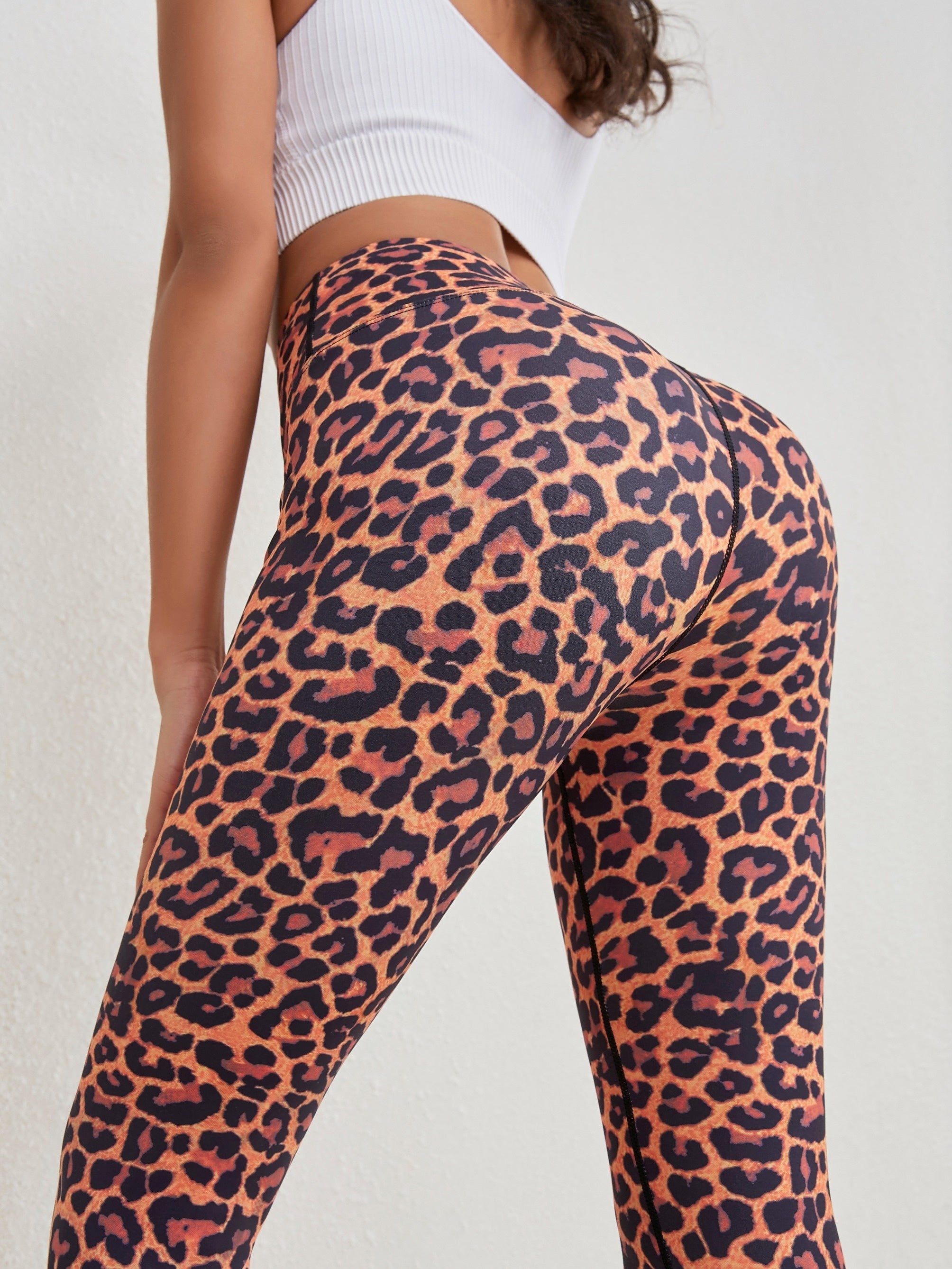 Leopard Print High Waist Workout Leggings For Women