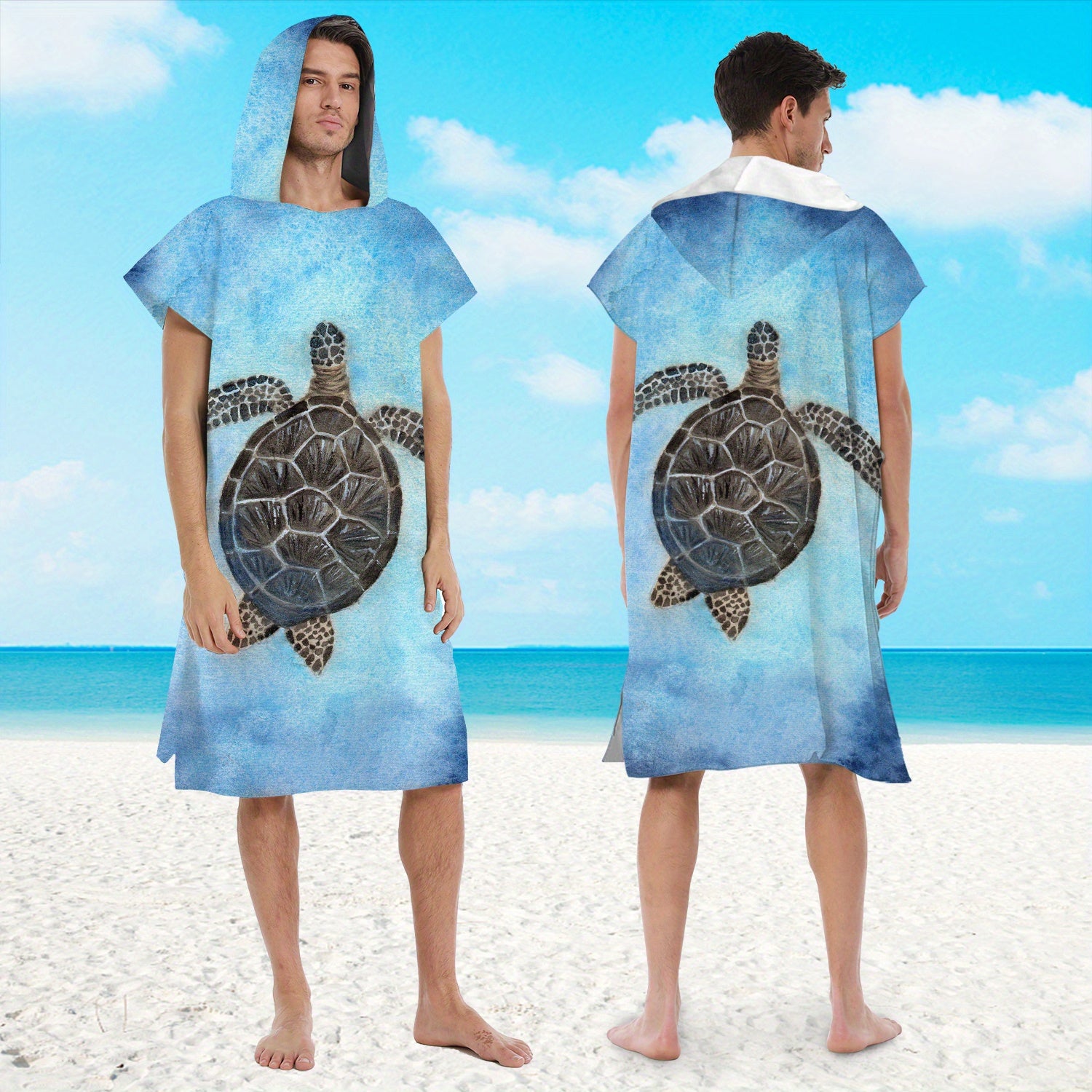 Microfiber Quick Drying Hooded Beach Bathrobe for Adults and Children