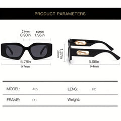 Y2K Geometric Frame Sunglasses Leopard Engraved Hollow Temple Glasses UV400