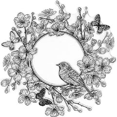 Butterfly & Bird Wreath Clear Stamps for Card Making Scrapbooking & Crafting