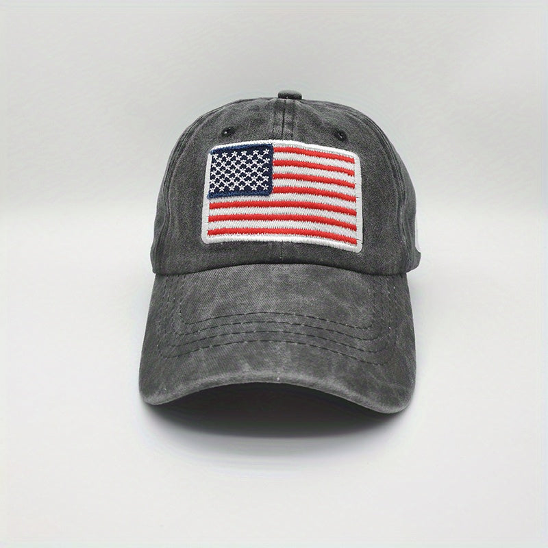 Sunshade Adjustable Baseball Cap with American Flag Embroidered