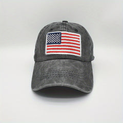 Sunshade Adjustable Baseball Cap with American Flag Embroidered