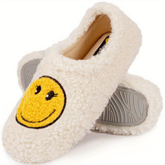Retro Smile Face Slippers Memory Foam House Shoes