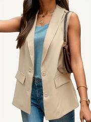 Solid Vest Blazer Sleeveless Women's Clothing