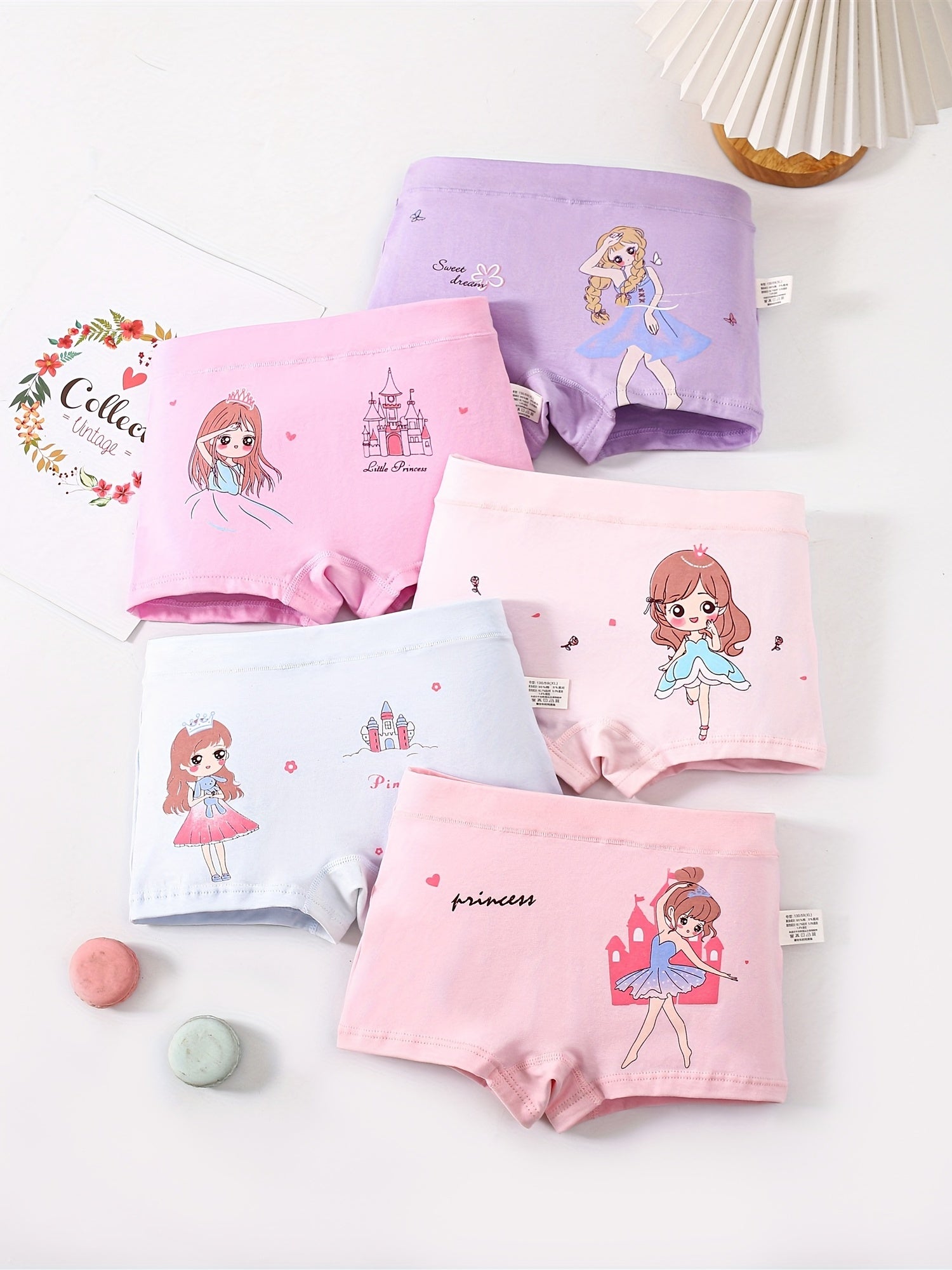 5pcs Princess Print Girl's Underwears Cotton Panties