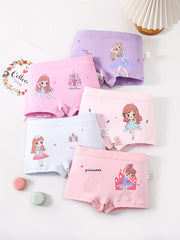 5pcs Princess Print Girl's Underwears Cotton Panties