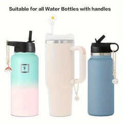 2pcs Daisy Rainbow Chain Charm And Straw Tip Cover Set For Tumbler Water Cup