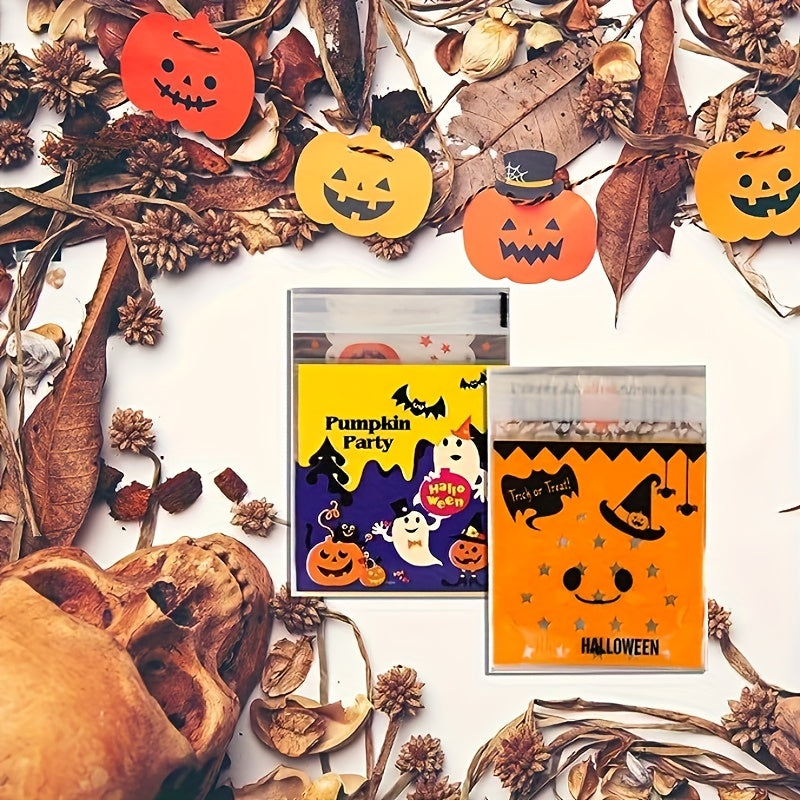 100pcs Halloween Snack Bags Self Adhesive Goodie Bags