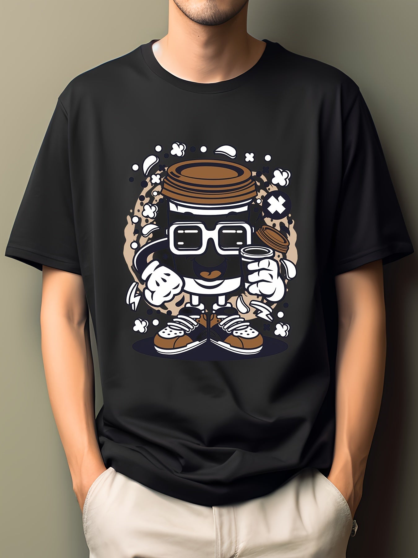 Cartoon Print Men's Summer Short Sleeve T-shirt