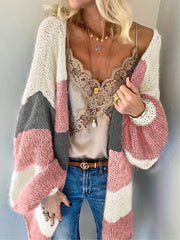 Stripe Print Long Sleeve Cardigan