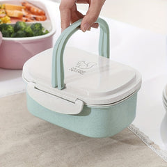 Leakproof Wheat Straw Lunch Box Double Compartment with Lid
