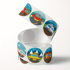 500 Cartoon Tractor Car English Learning Stickers Roll