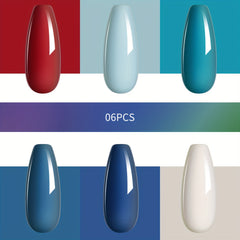 6 Colors Gel Nail Polish Starter Kit Red Collection No Wipe Set