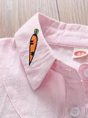 Girls Bunny & Carrot Pattern Shirt Long Sleeve Tops