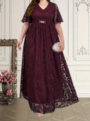 Lace Short Sleeve Maxi Wedding Dress