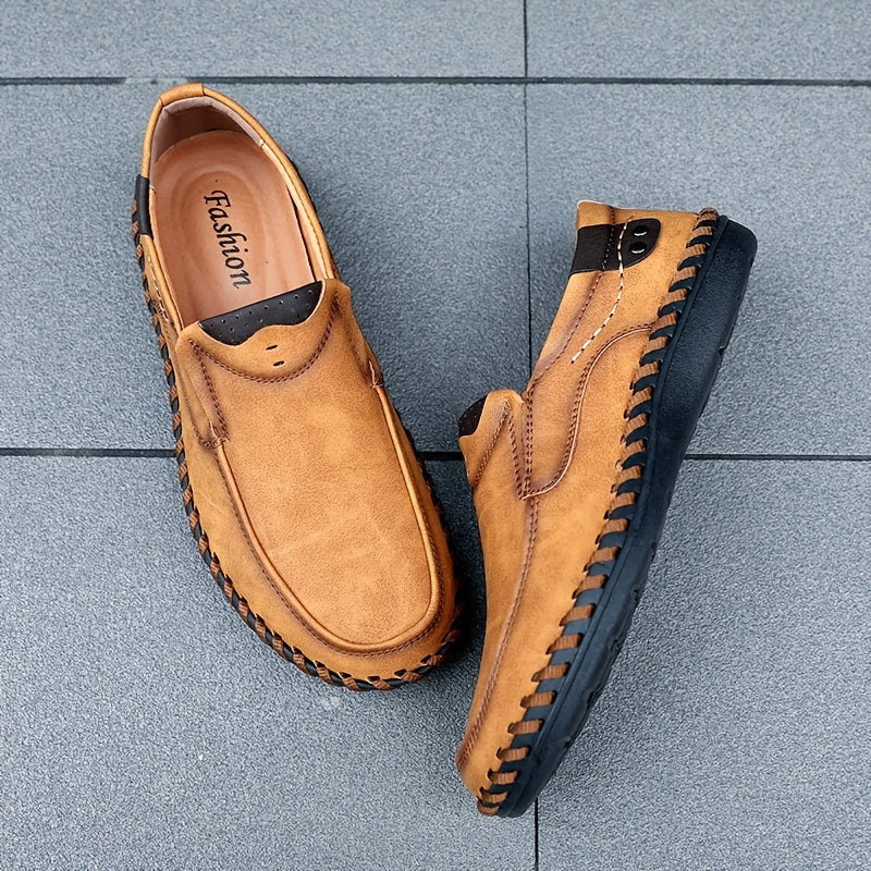 Men's Stitch Detail Loafer Shoes Comfy Moc Toe Slip On Shoes