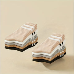 10 Pairs Striped Sports Socks for Women