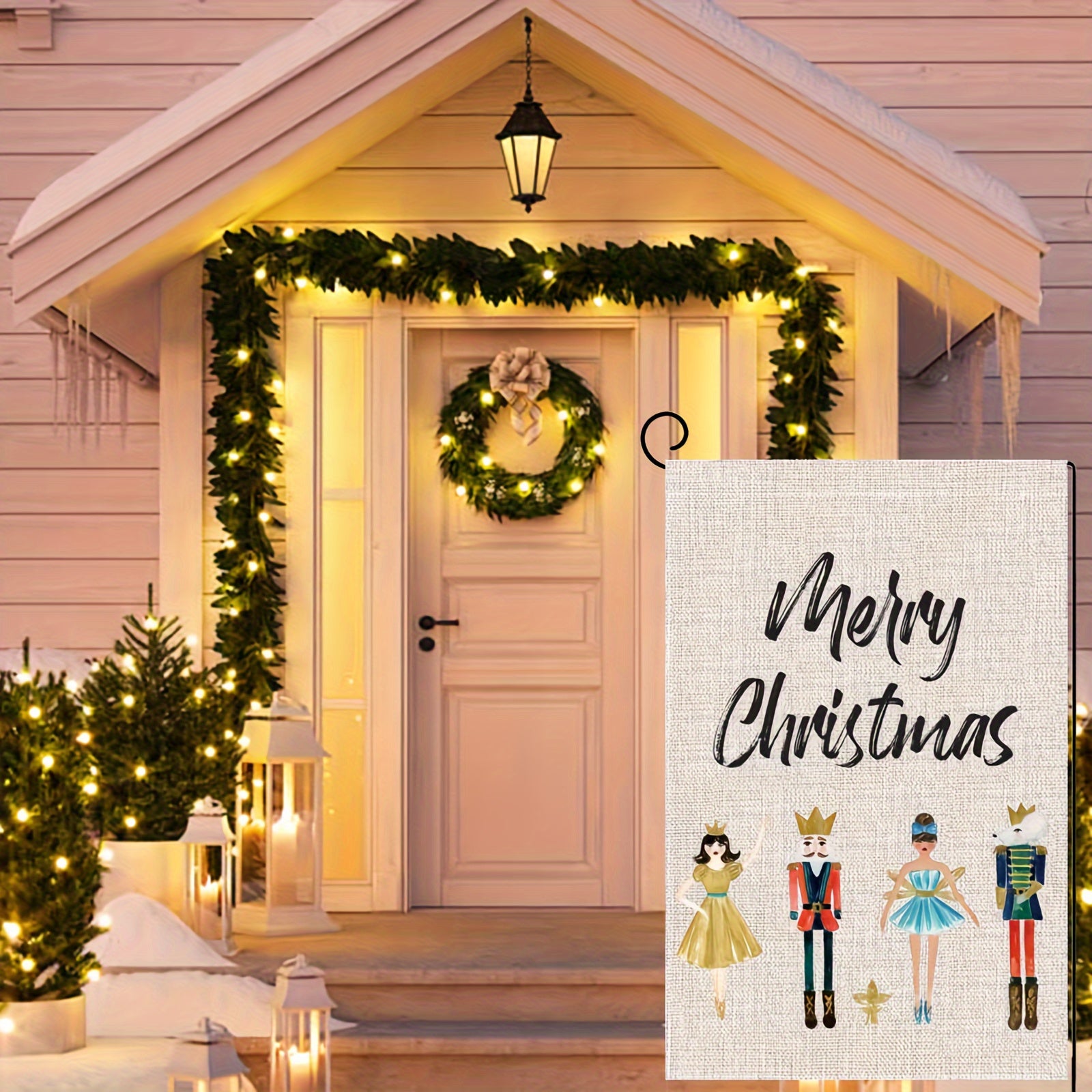 Merry Christmas Garden Flag 30x45 Double Sided Nutcracker Outdoor Decoration