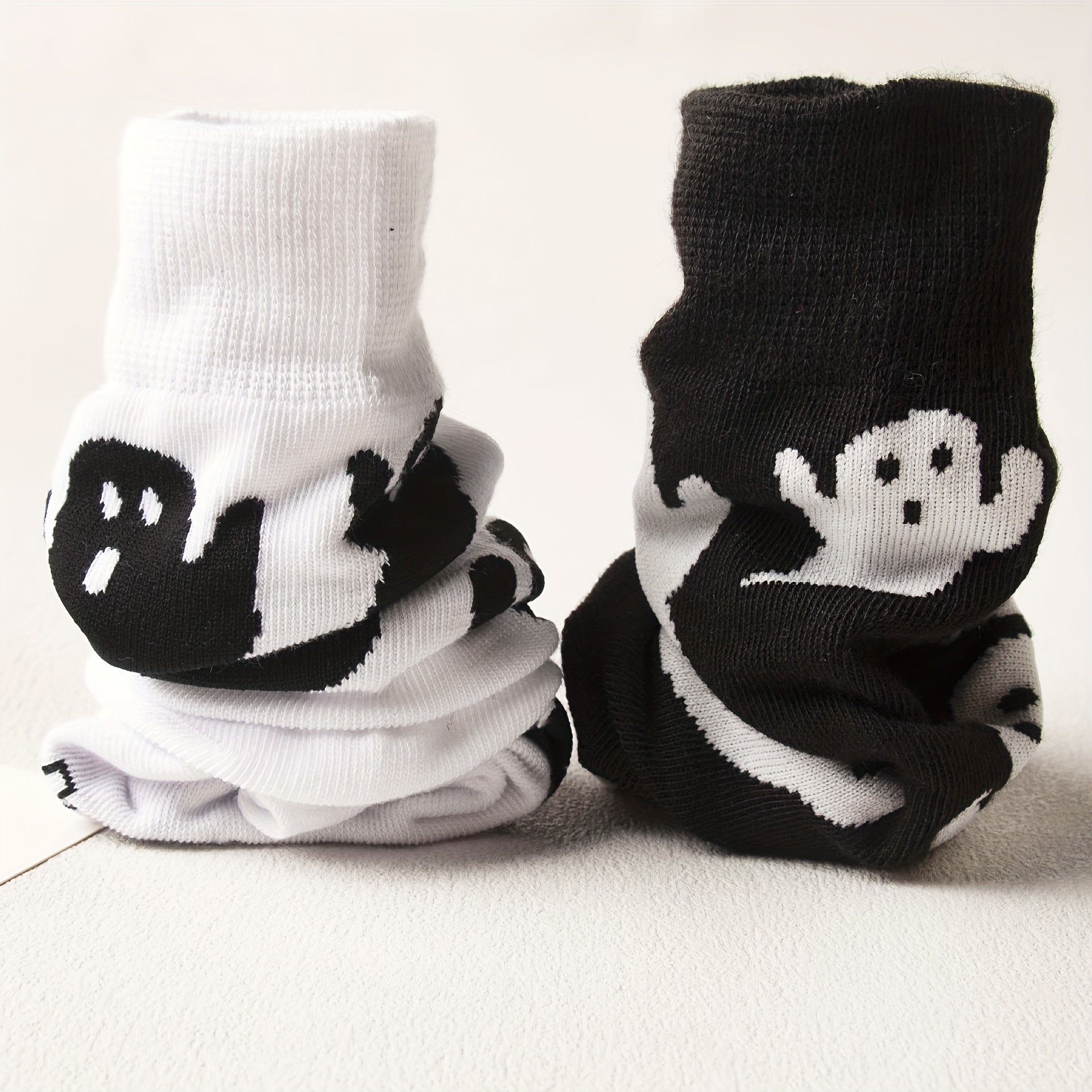 Cartoon Ghost Print Socks Halloween Mid Tube Women's Stockings