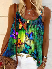 Butterfly Print Spaghetti Strap Cami Top