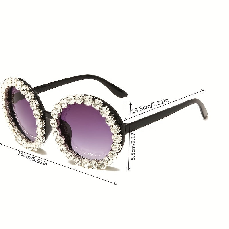 Stylish Rhinestone Round Sunglasses Punk Eyeglasses