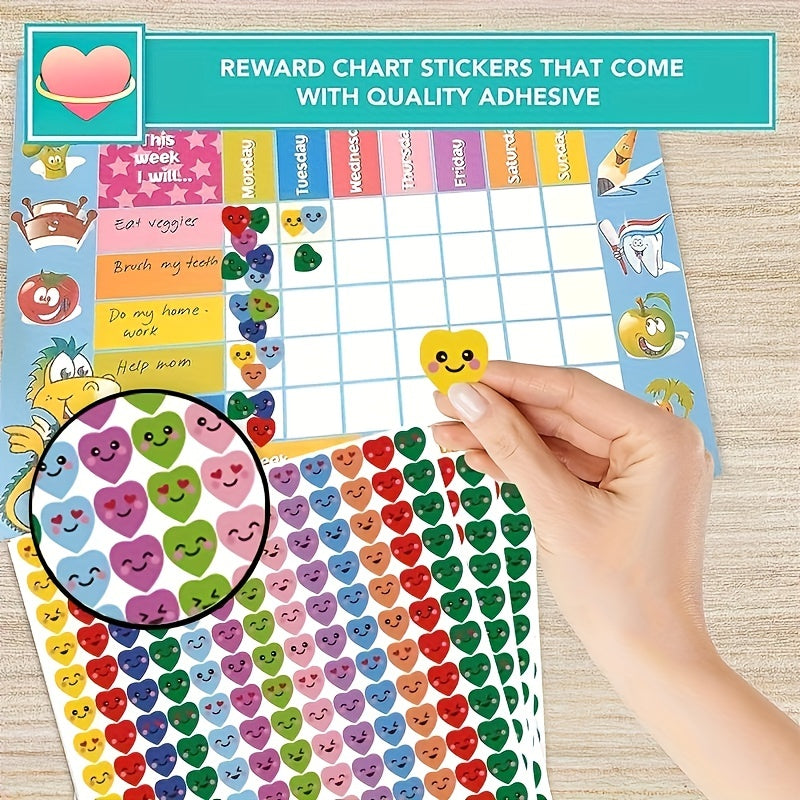 1170 Pcs Happy Heart Stickers Colorful Self Adhesive Love Labels