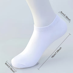 Men's Solid Liner Anklets Socks, Soft & Breathable, 10 Pairs