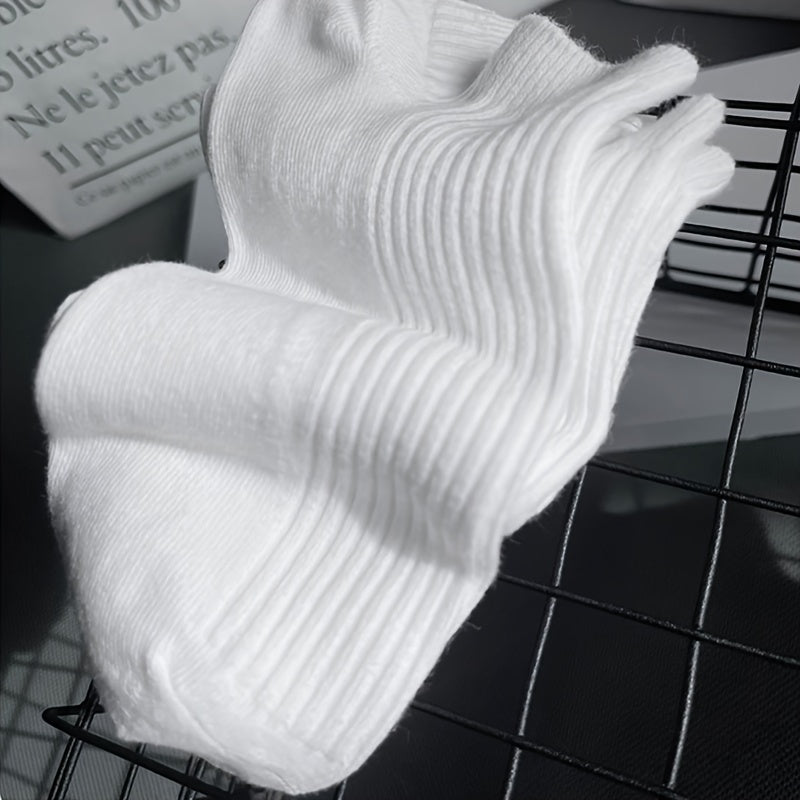 5 Pairs Women's Solid Comfy & Breathable All match Socks