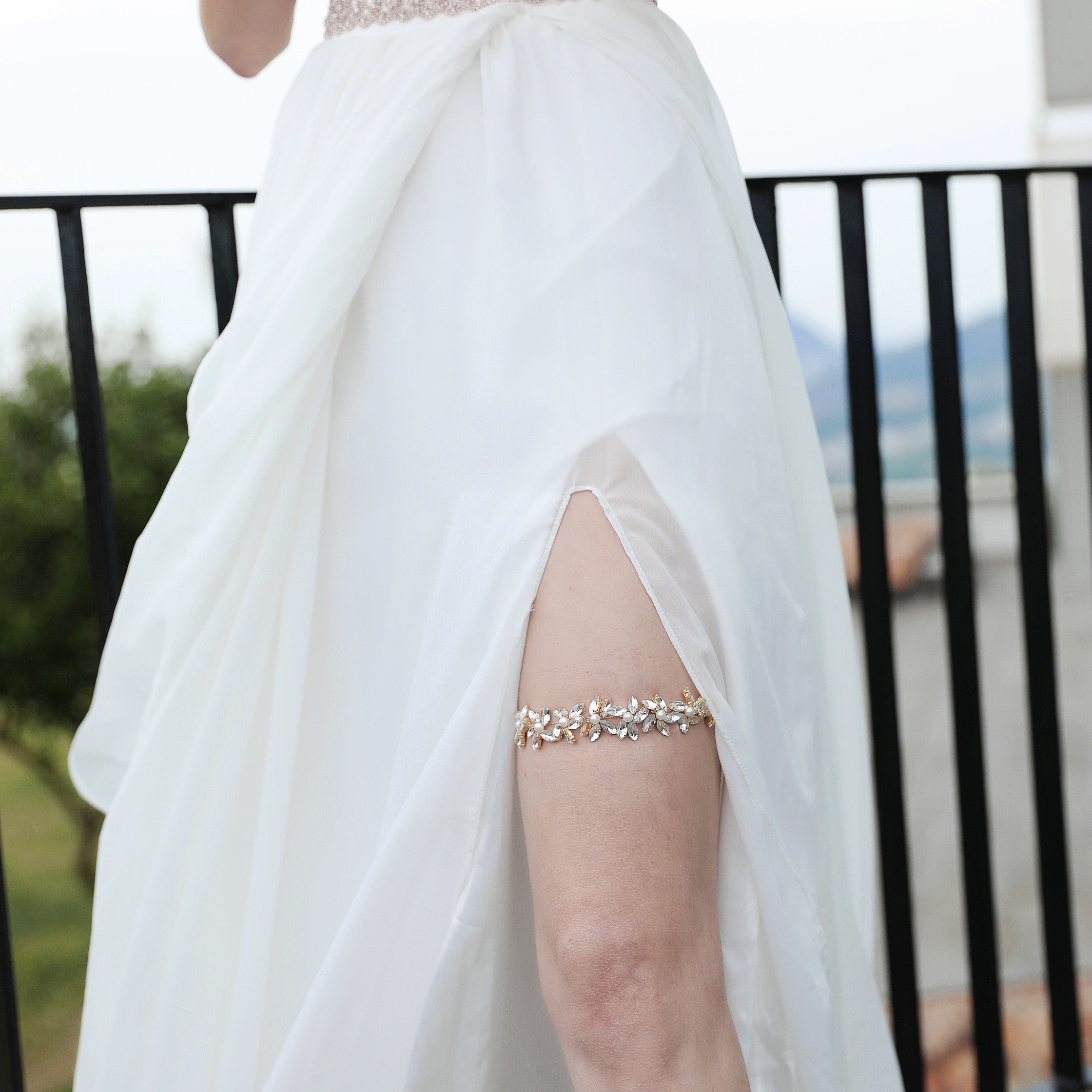 Rhinestone Flower Leg Garter for Wedding