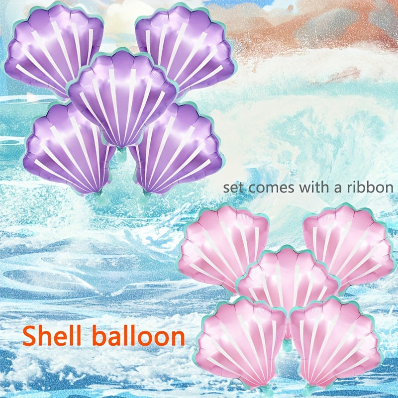5pcs Shell Shape Aluminum Film Balloon Birthday Party Decoration