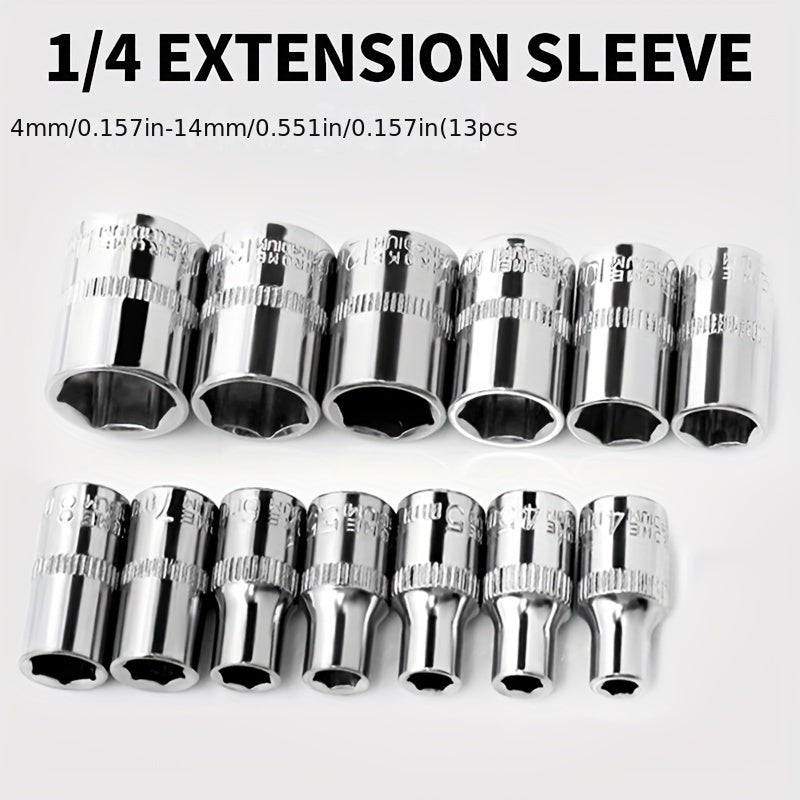 1/4 Socket Set Combination Hexagonal Socket Head Square Ratchet Wrench 6.3mm