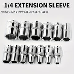 1/4 Socket Set Combination Hexagonal Socket Head Square Ratchet Wrench 6.3mm