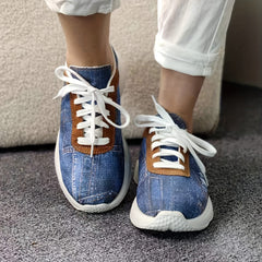 Women's Denim Breathable Flat Sneakers Solid Print Running Shoes