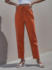 Drawstring Waist Solid Pants Casual Women's Clothing