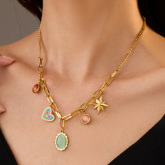 Boho Stainless Steel Pendant Necklace for Women