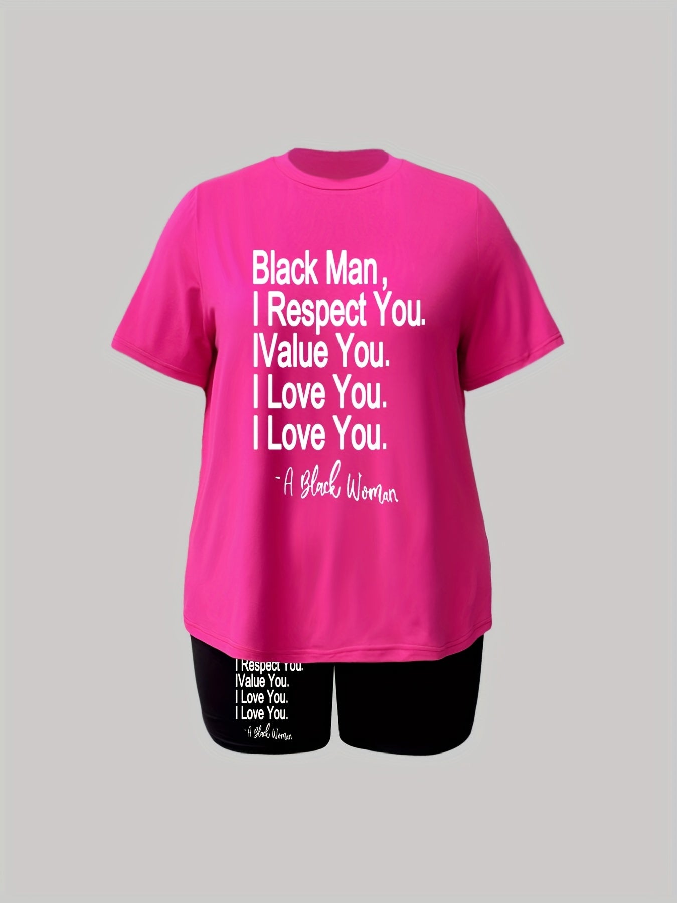 Slogan Print Crop Top & Shorts Set