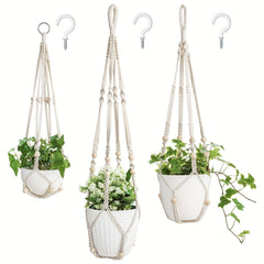3-Pack Macrame Plant Hangers Indoor Hanging Planter Basket Flower Pot Holder