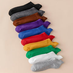 10 Pcs Solid Ankle Socks Comfy & Breathable Low Cut Women's Stockings