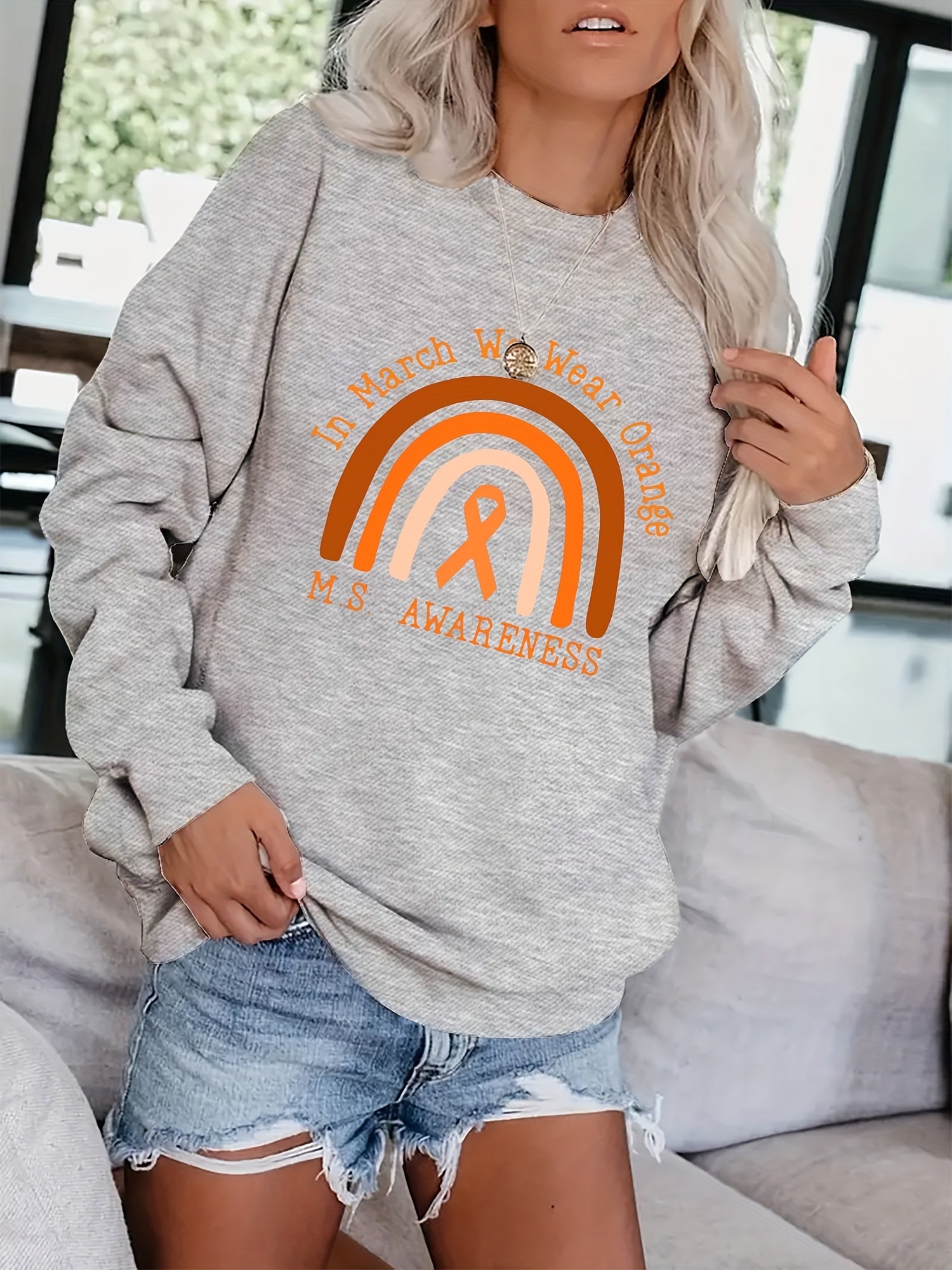 Graphic Print Pullover Sweatshirt for Women