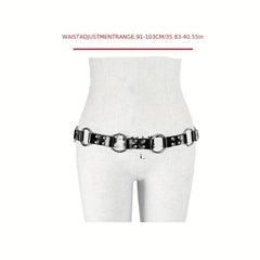 Gothic Rivet PU Belt Punk Ring Hollow Out Waistband Adjustable Body Harness
