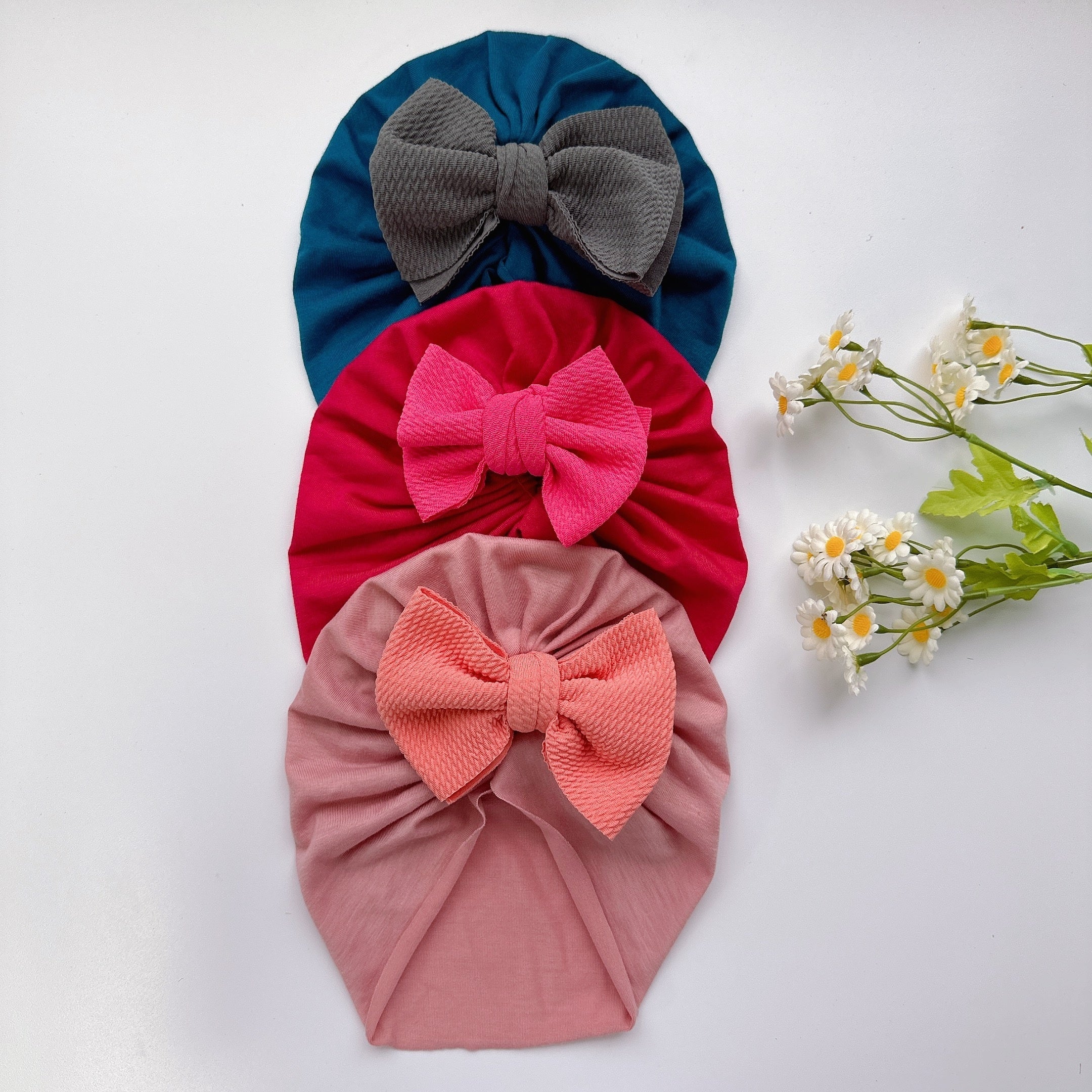 Baby Girls Twill Bubble Bownot Decor Turban Soft Hair Wrap Head Accessories